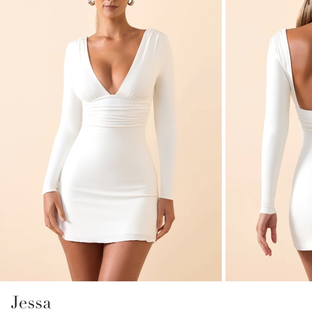 Oh Polly White Ribbed Backless Bodycon Dress